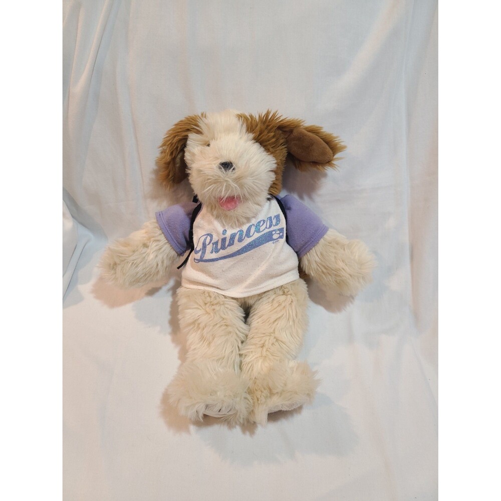 Build-A-Bear Shaggy Dog With Princess Shirt and Backpack